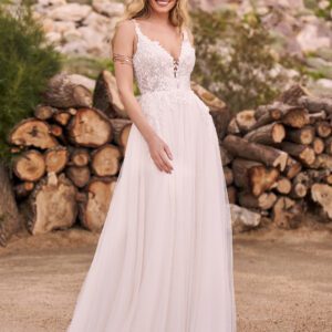 robe de mariée a-line en tulle à motifs floraux