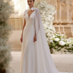 Wedding dress with drape rosa clara