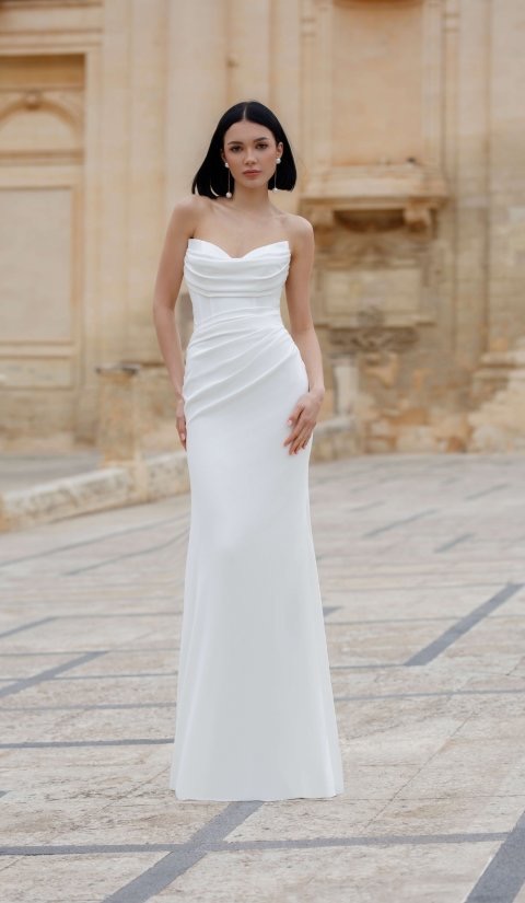 Washington Jarice minimalistische aansluitende trouwjurk