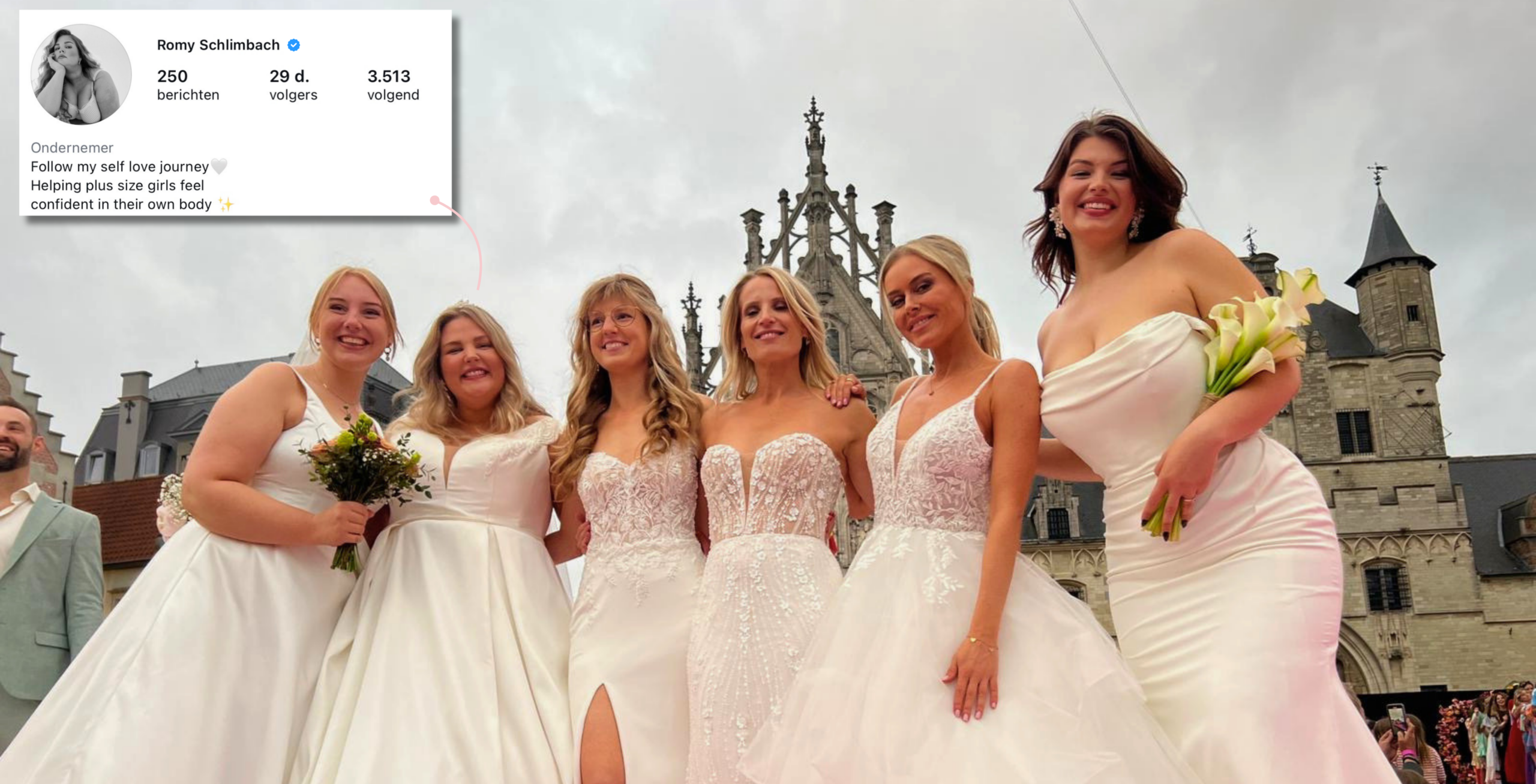 Romy Curvy met modellen op Catwalk Mechelen